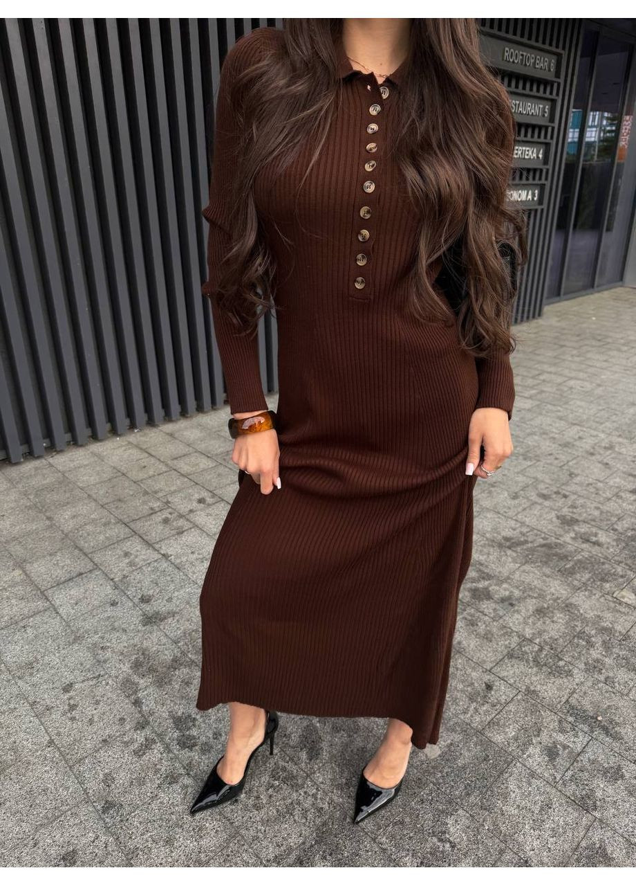 Коричнева святковий сукня з вʼязки туреччина — заміри в описі силуетна Vione однотонна