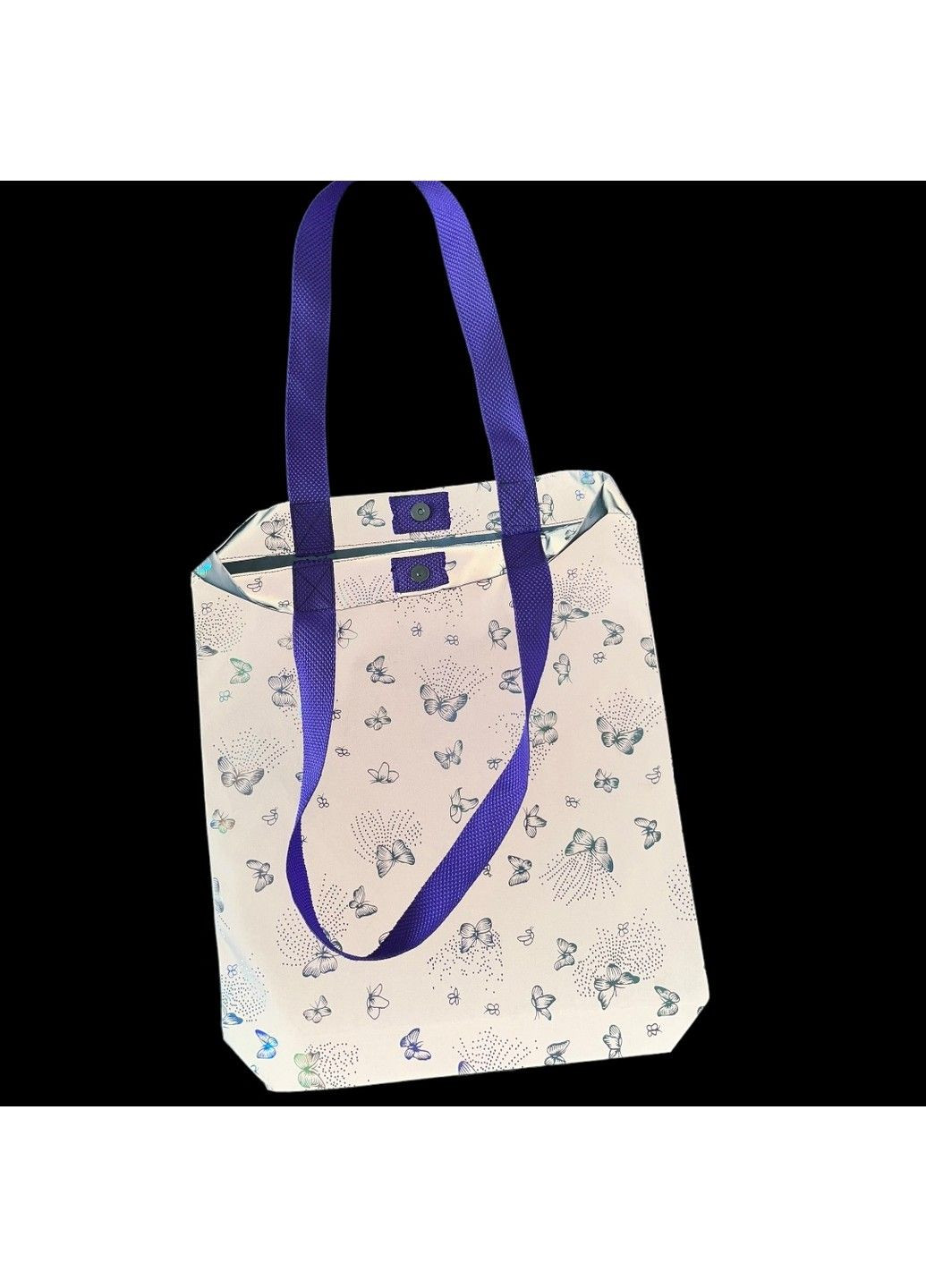 Светоотражающая сумка-шопер Svitashka с принтом «Бабочка» фиолетовые ручки No Brand (335051158)