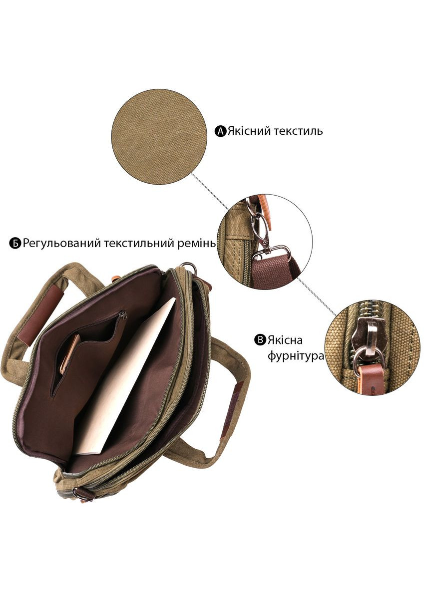 Сумка текстильная для ноутбука на два отделения 20180 Зеленая Vintage (366880883)