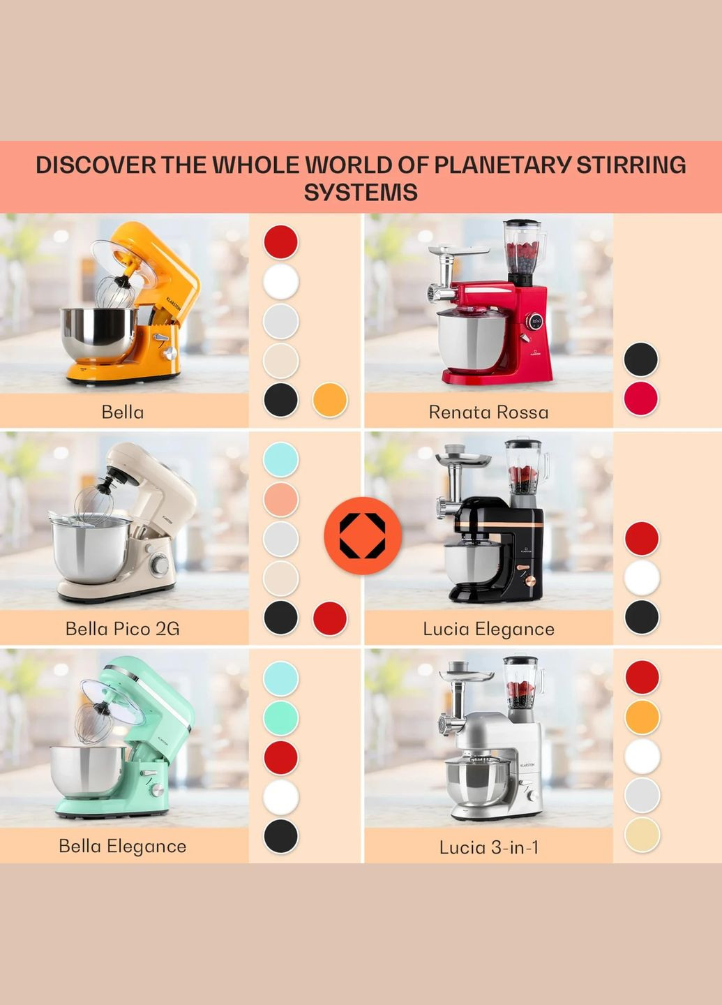 Кухонний комбайн тістоміс Bella Elegance 1800вт Перламутр Klarstein (338194781)