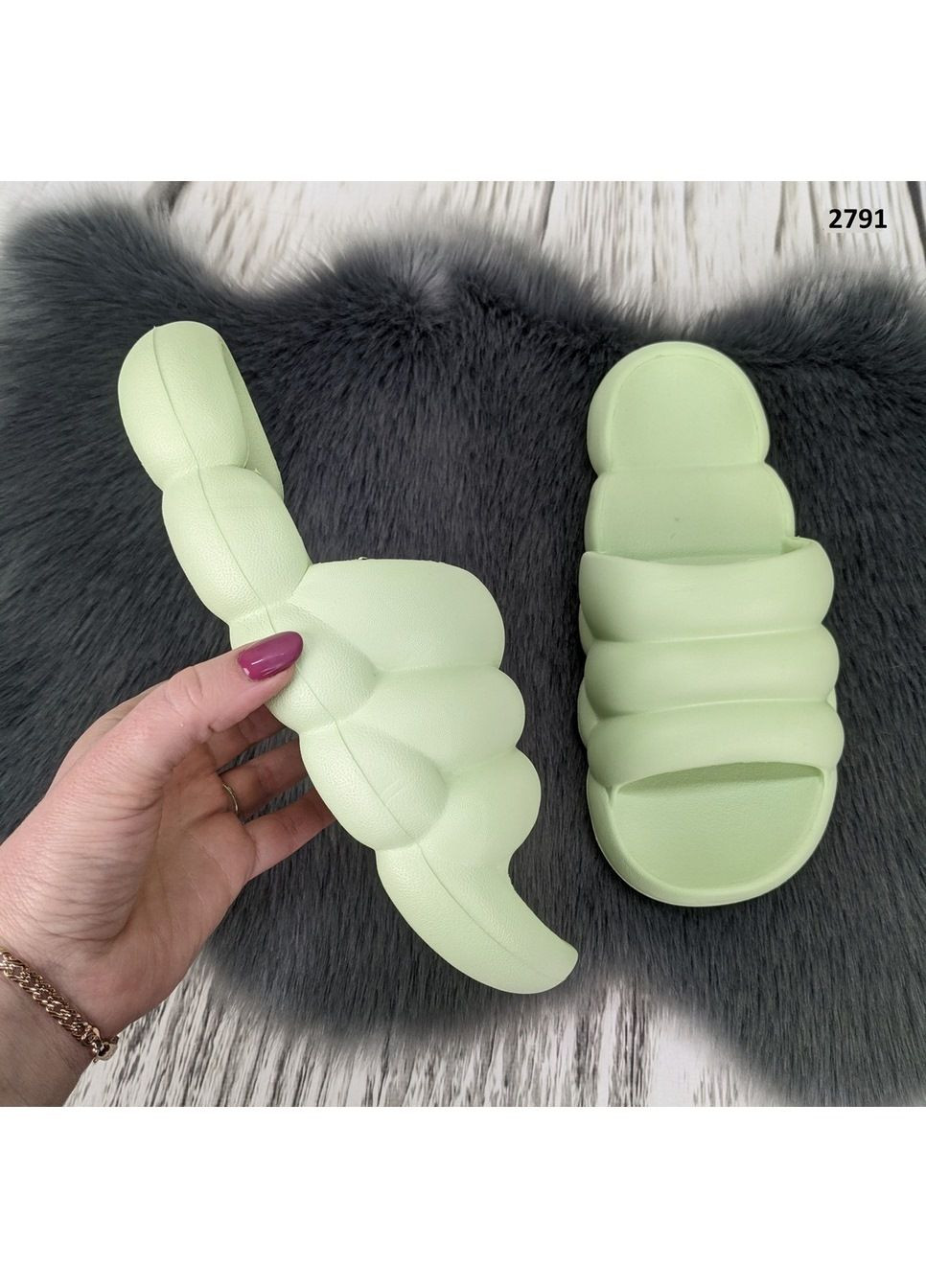Мятные шлепанцы женские Fashion