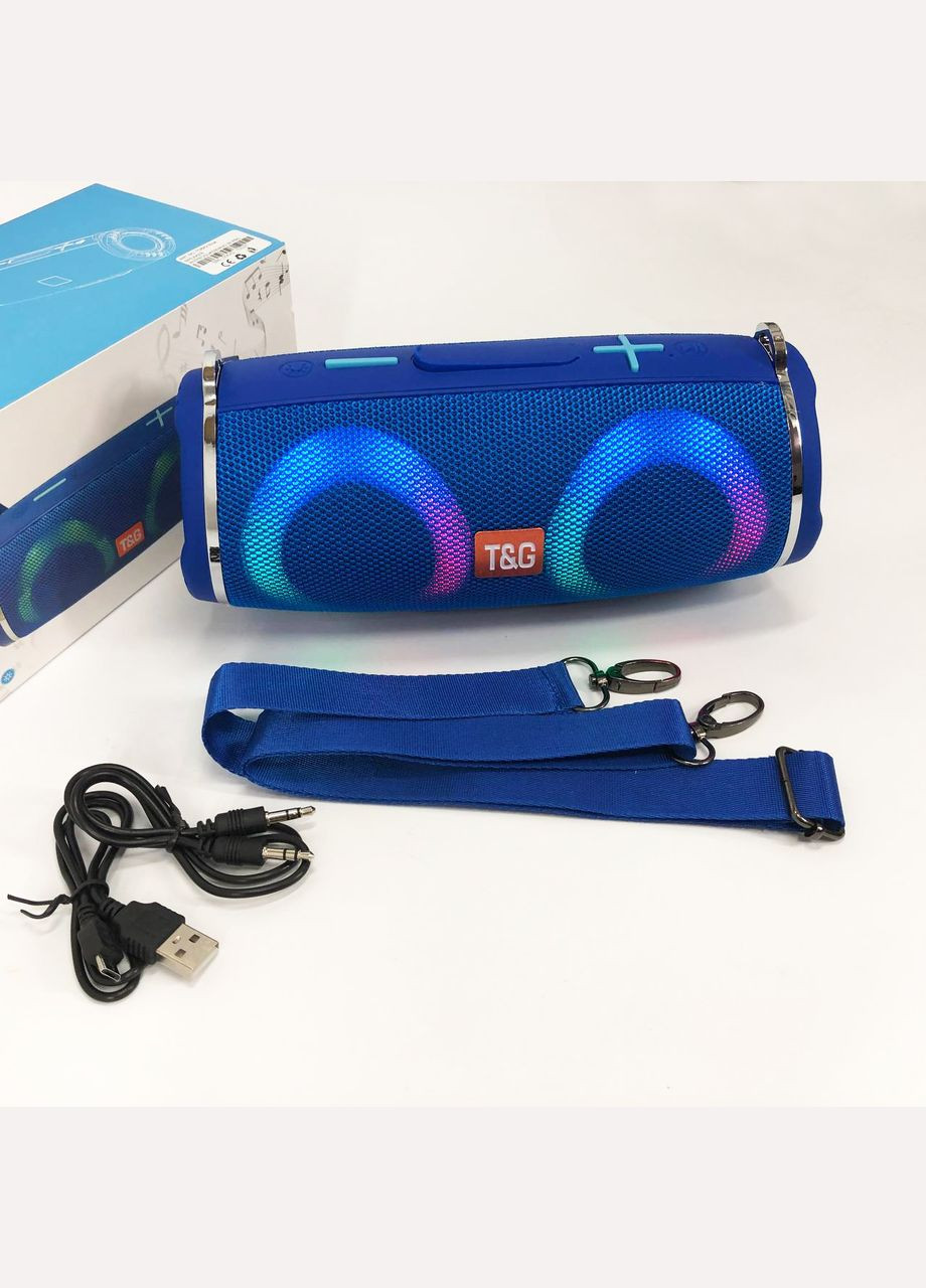 Портативная колонка TG642 с подсветкой RGB и ремешком, аккумуляторная колонка для музыки. Цвет: синий No Brand (365751967)