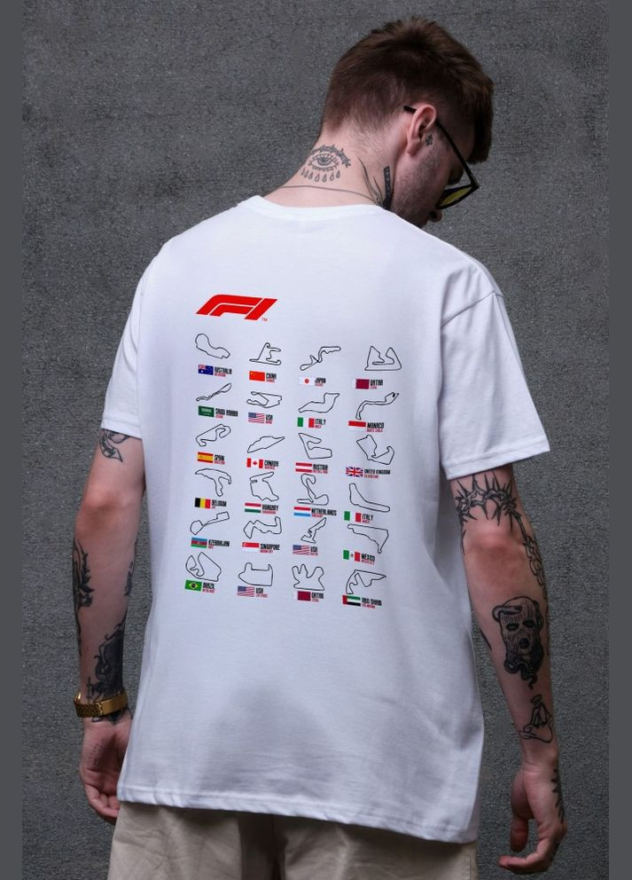 Оверсайз футболка з принтом Track White Without (335418582)