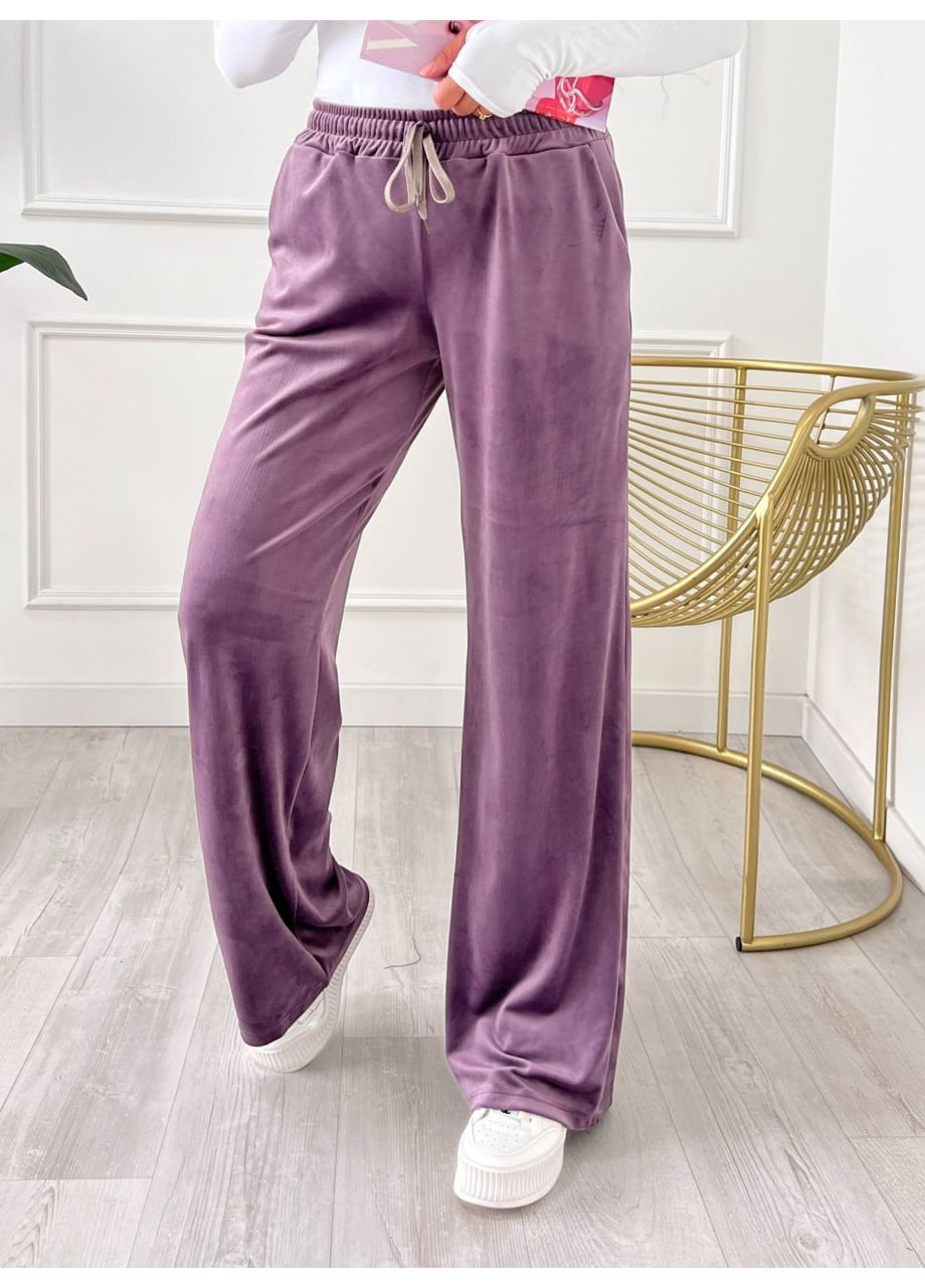 Женские велюровые штаны пудрового цвета 34998 Fashion (362572169)