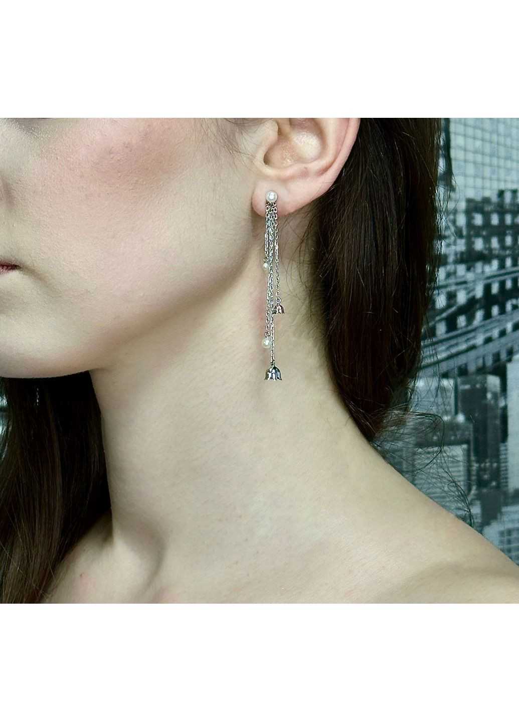 Серебряные серьги с жемчугом, покрытые родием - нежная классика на каждый день 🤍 Family Jewelry House (351897806)