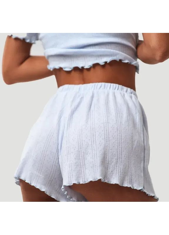 Блакитна всесезон жіночий домашній комплект із бавовни – сорочка та шорти No Brand Піжама