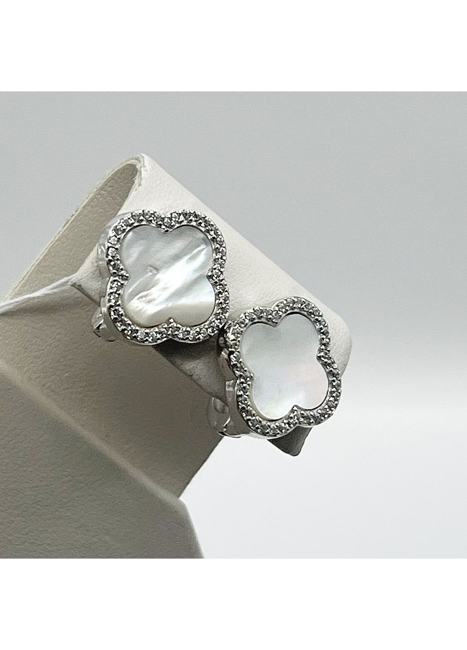 Сережки срібні з перламутром "Конюшина" 5,3 г No Brand (369737748)