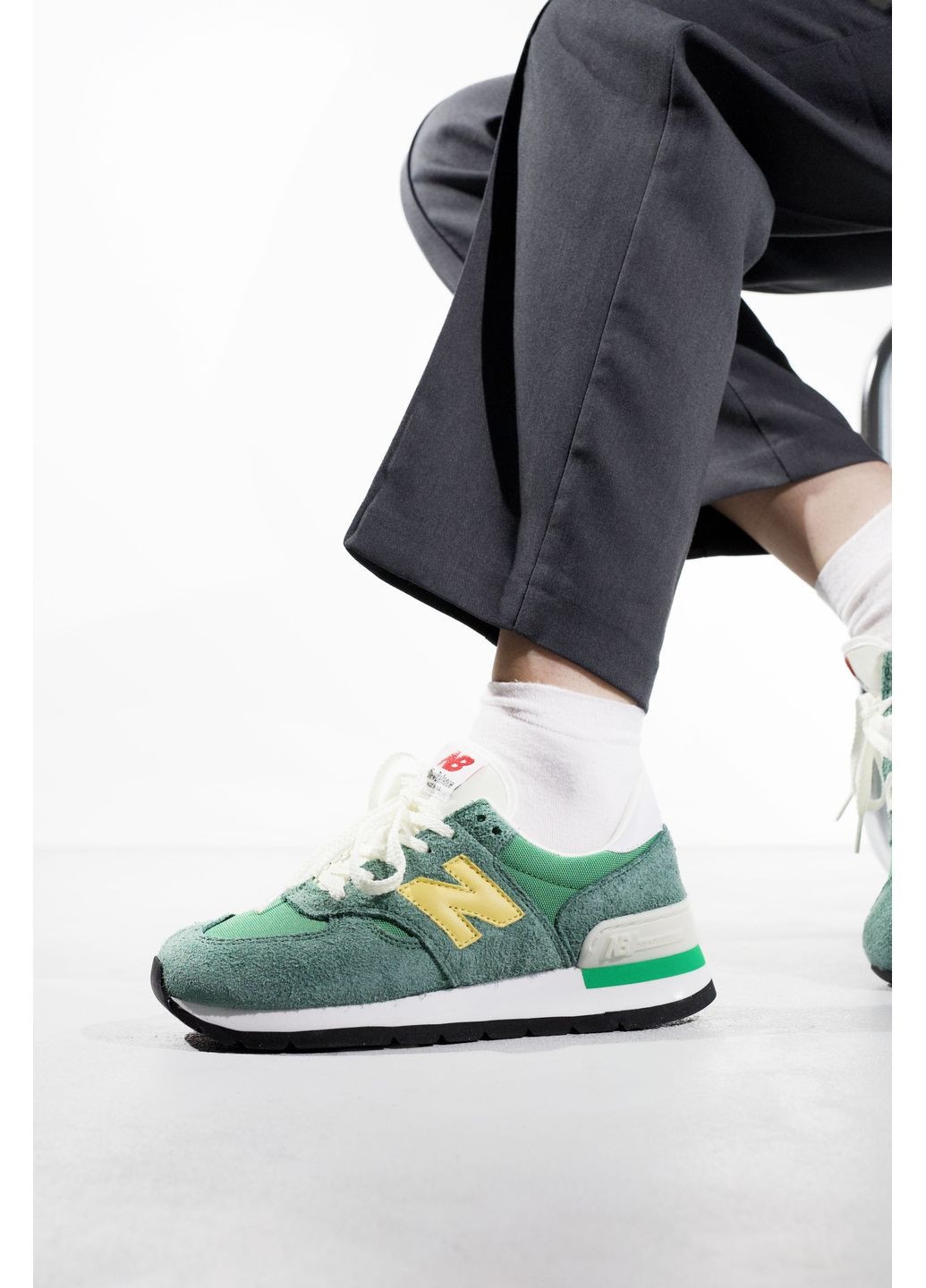 Сірі Осінні кросівки чоловічі new balance 574 green / yellow нью беланс 574 No Brand