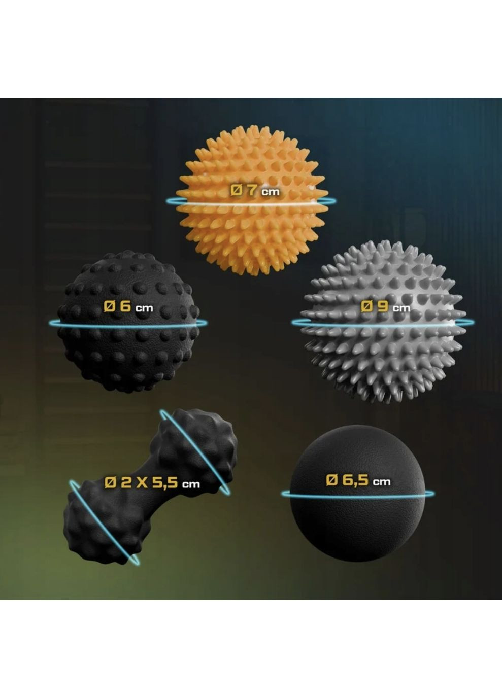 Набор массажных мячей TX-005MSC 5в1 для йоги и фитнеса EPP TREX Sport (361951990)
