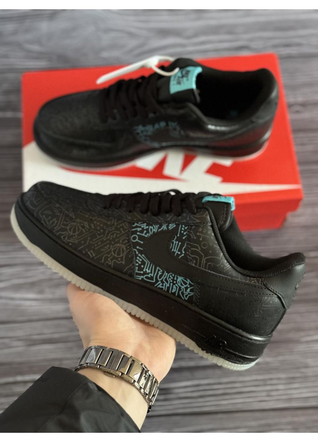 Чорні Осінні кросівки чоловічі nike air force 1 07 low gs space jam найк аір форс 1 преміум No Brand