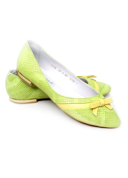 Женские женские кожаные балетки салатовые. TOPAS | салатовые аппликация натуральная кожа (359403296)