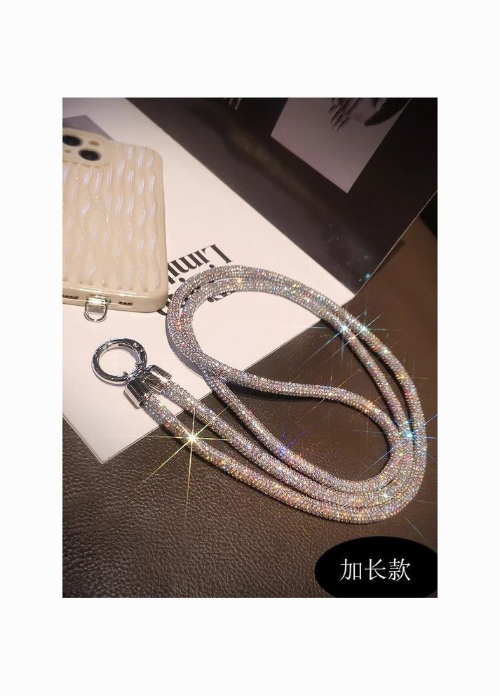 Блестящий ремешок-шнурок для телефона со стразами на шею, через плечо Радужный No Brand (328958127)