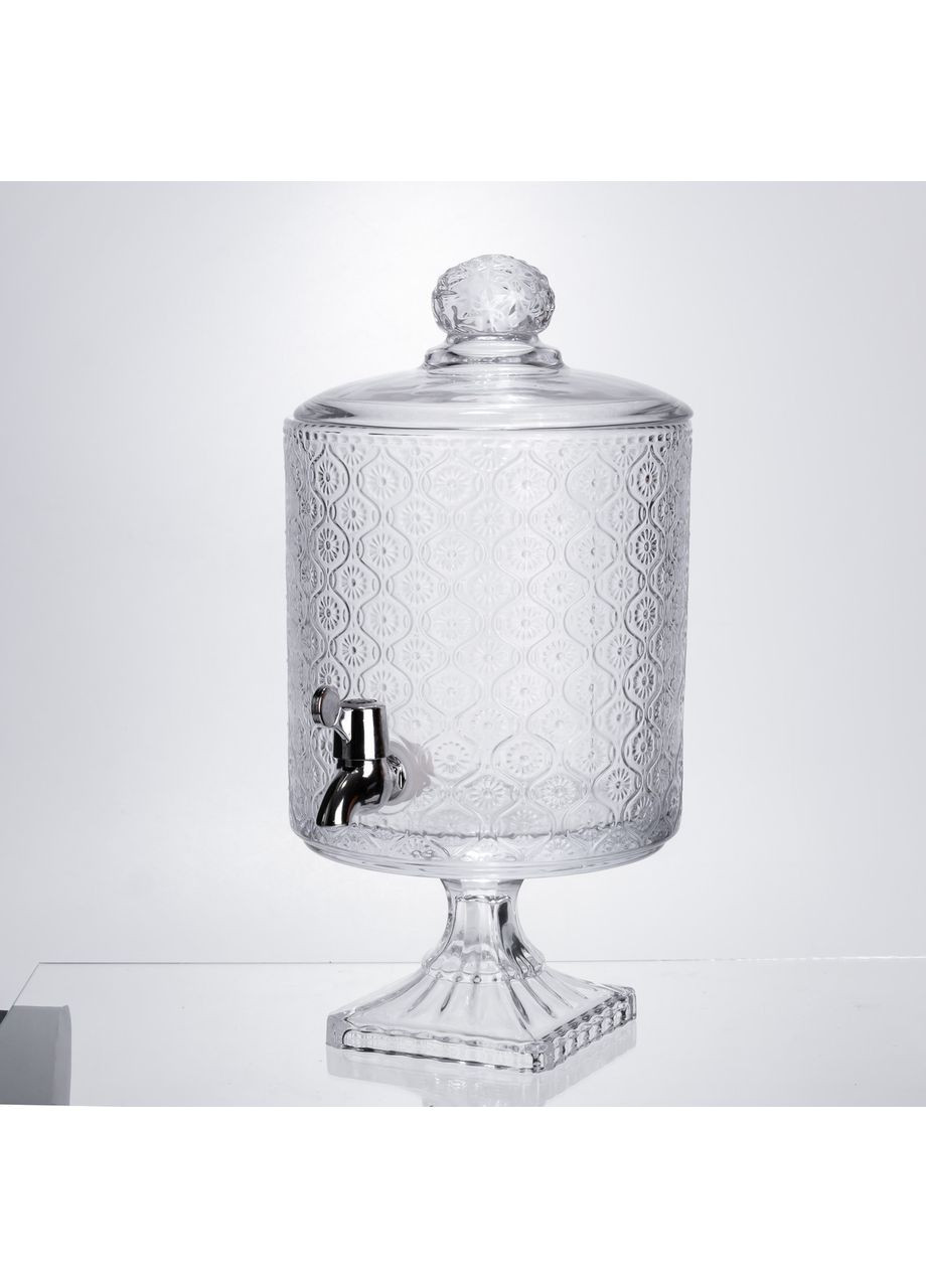 Лимонадниця з краном на підставці скляна 4.5 л лимонадник 39 см прозорий HP-19-3045-7 Yiwu (369446726)