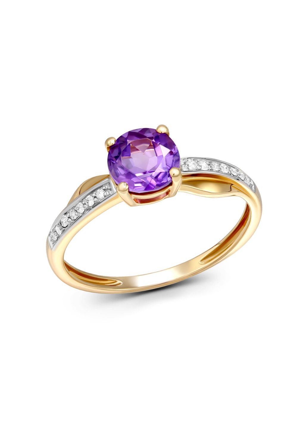 Кольцо с бриллиантами и аметистом в розовом золоте 1-134 225 Zarina (278388380)