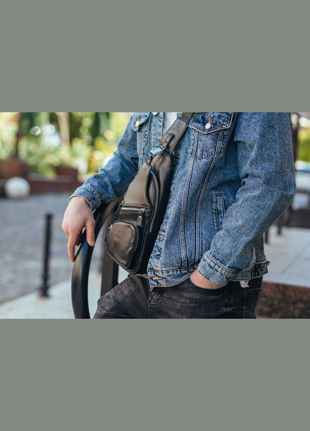 Шкіряна чорна чоловіча сумка слінг Tiding Bag (302390980)