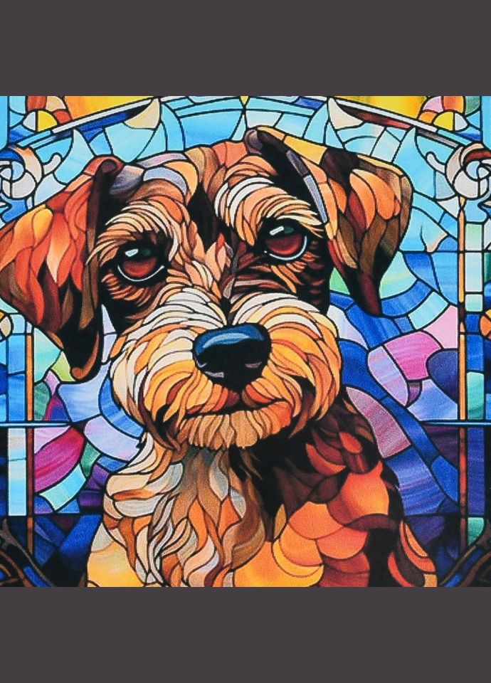 Алмазна мозаїка "Вітражний пес" DEEX16282 не повна викладка Strateg (317350830)