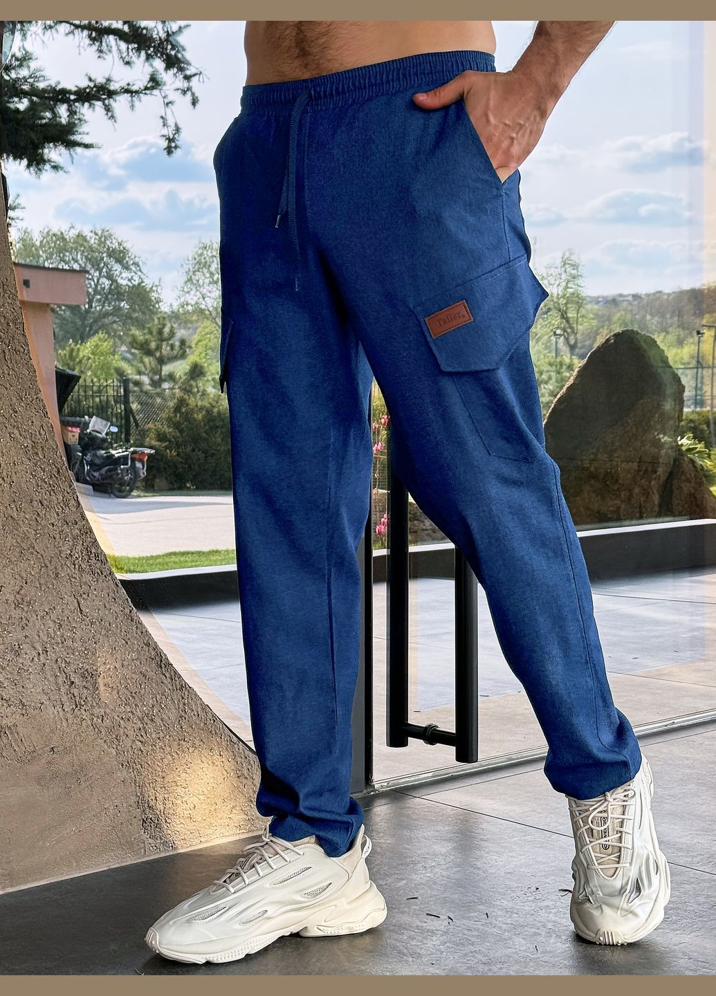 Чоловічі штани з легкого стрейч-джинсу на бавовняній основі Tailer (295376063)