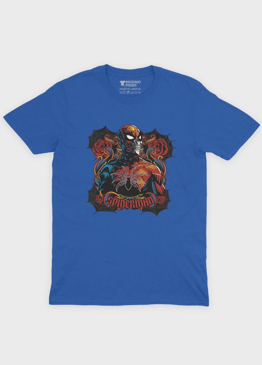 Синя демісезонна футболка для дівчинки з принтом супергероя - людина-павук (ts001-1-grr-006-014-040-g) Modno
