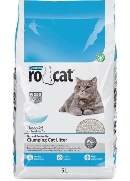 Бентонітовий наповнювач для котів, (0.5 - 2.5 мм) 5 л Ро Кет Класик RoCat (278308246)