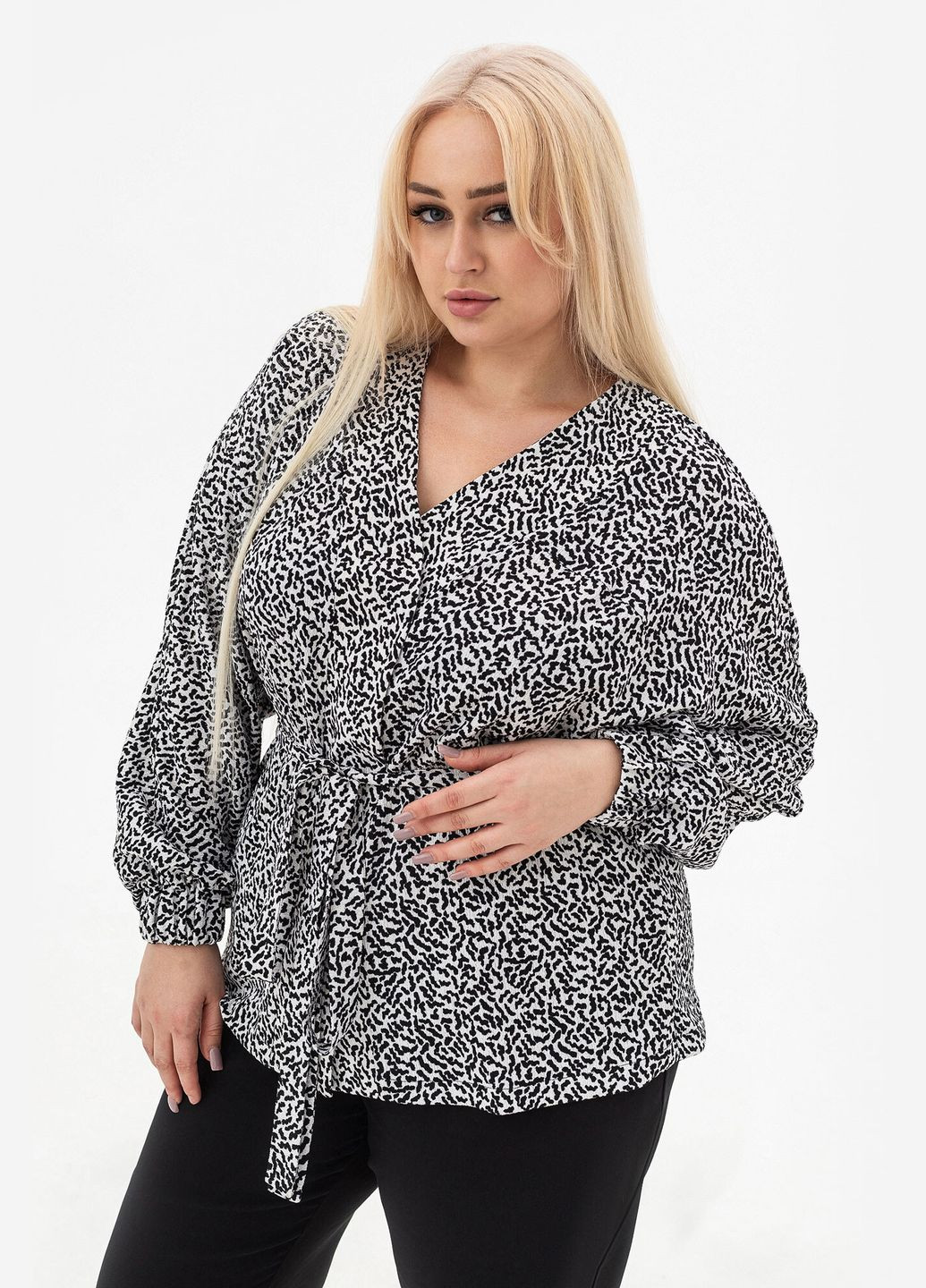 Черная рубашка с узором "гусиная лапка" Garne