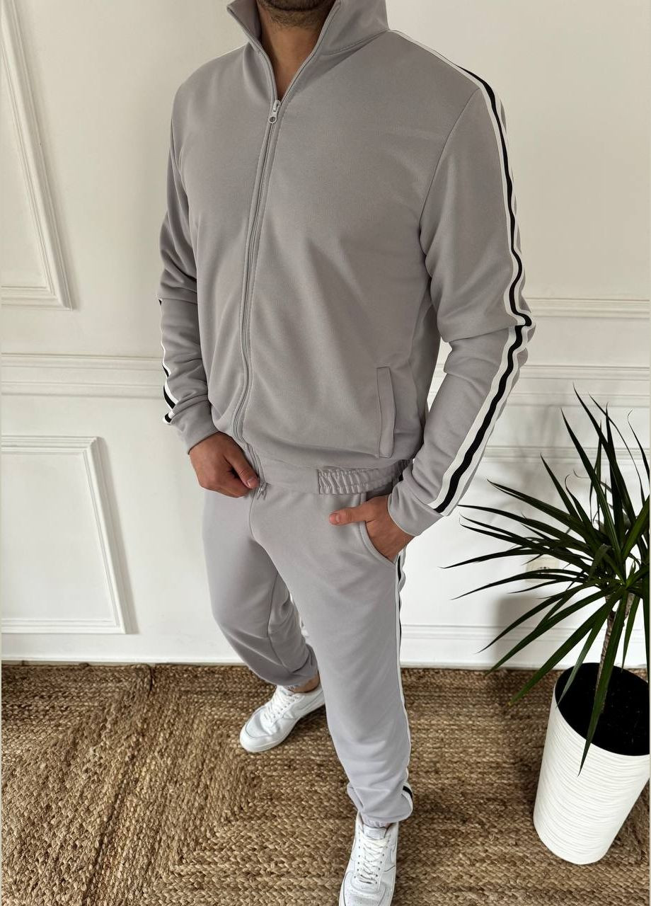 Серый демисезонный мужской спортивный костюм Adelante