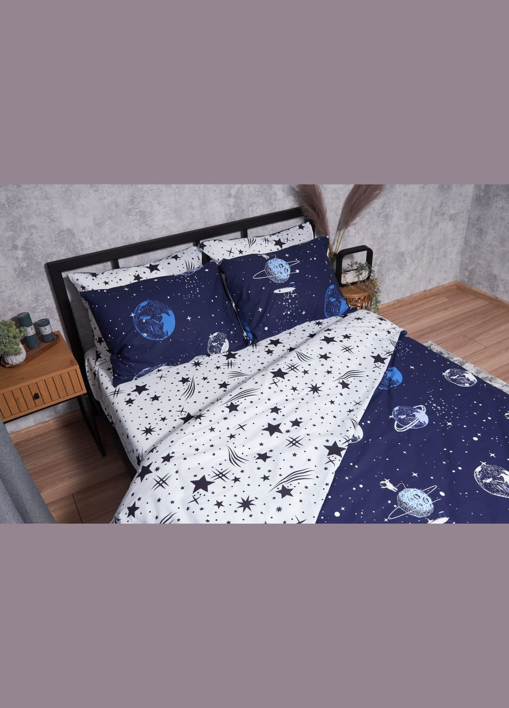Комплект постельного белья Ranforce Elite «» евро 200х220 наволочки 2х70х70 (MS-820001715) Moon&Star cosmos (285716807)