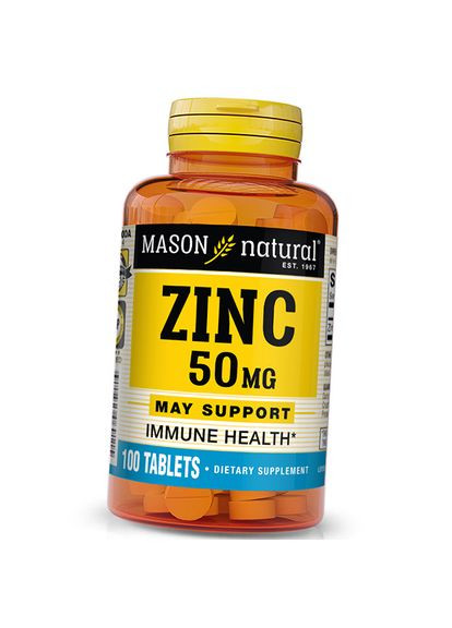 Глюконат Цинка, Zinc 50, 100таб (36529043) Mason Natural (293254786)