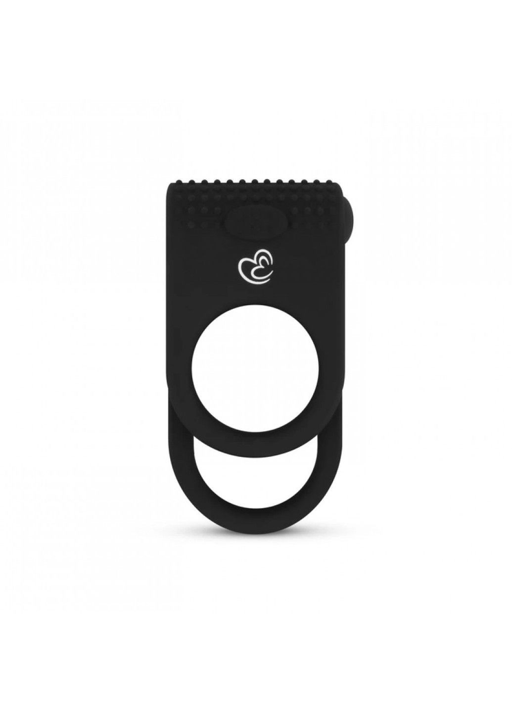 Эрекционное кольцо с петлей для мошонки, с вибрацией, черное, 8 х 3 см EasyToys (290851022)