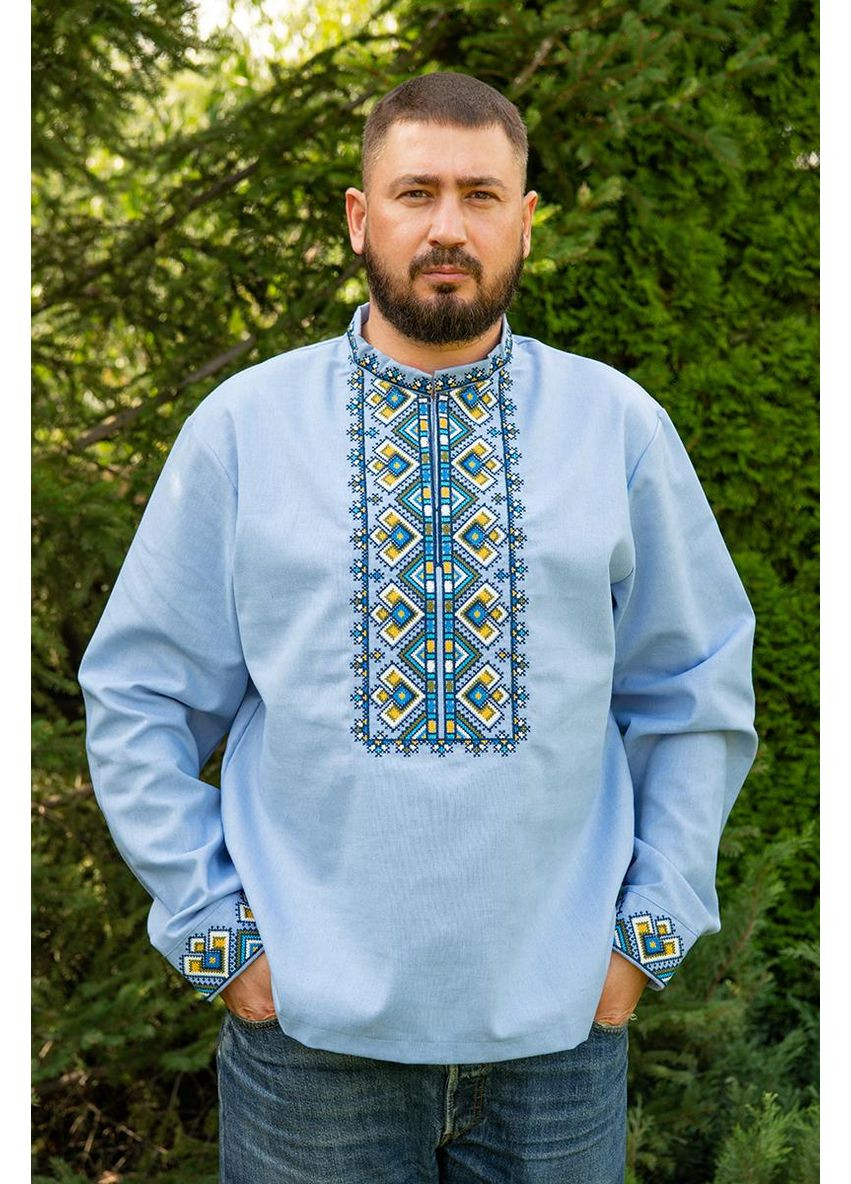 Голубая мужская вышиванка мозаика голубая V&V (350881036)