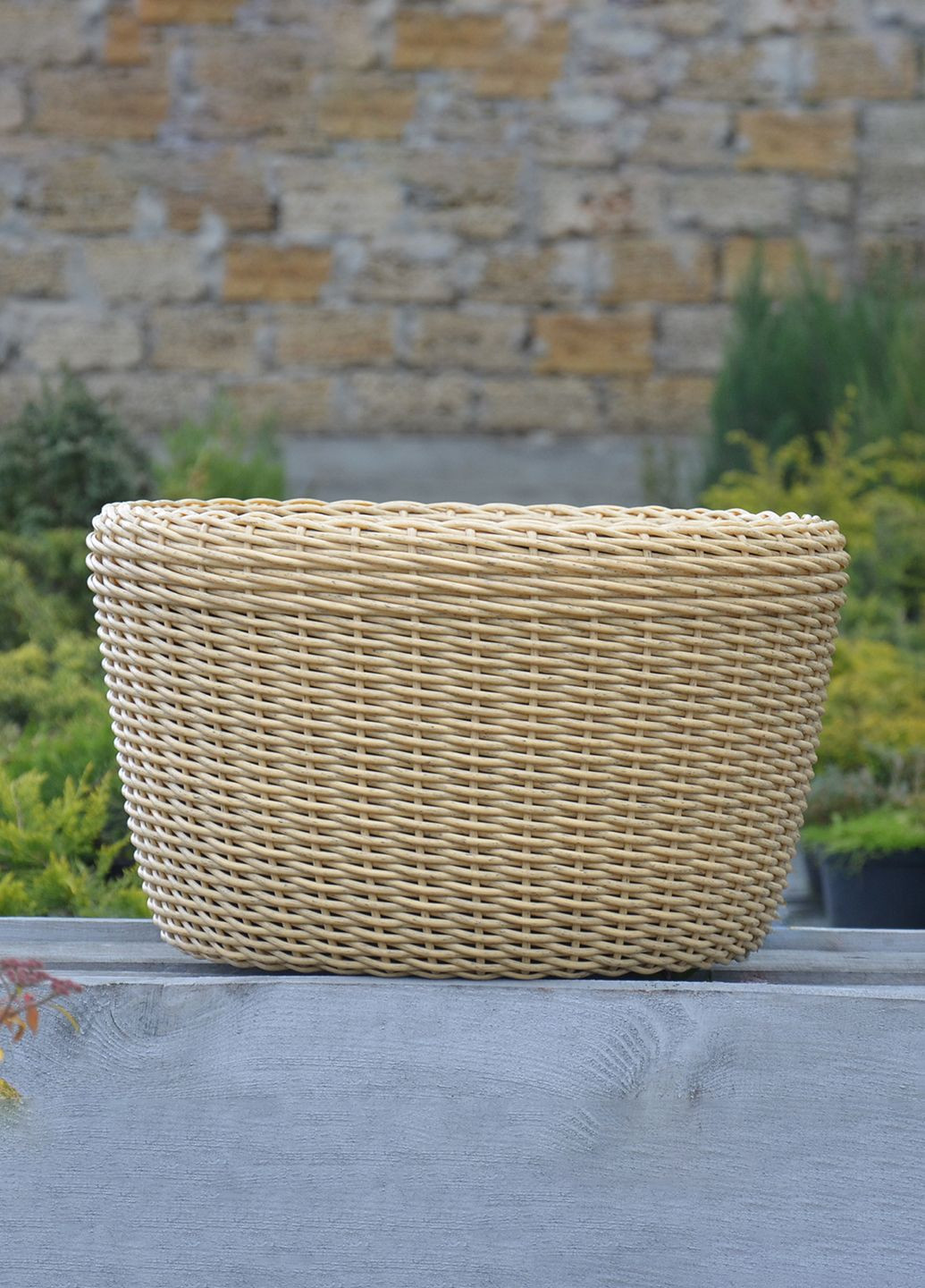 Кашпо велике 60 літрів (горщик для квітів та рослин), Вазон із штучного ротангу ручної роботи. Колір Світле дерево Handmade (329193714)