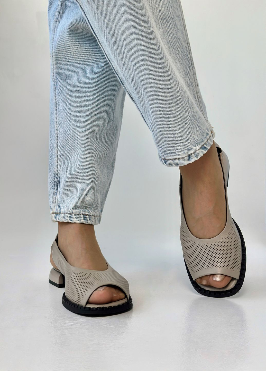 Кофейные босоножки женские с натуральной кожи Evromoda