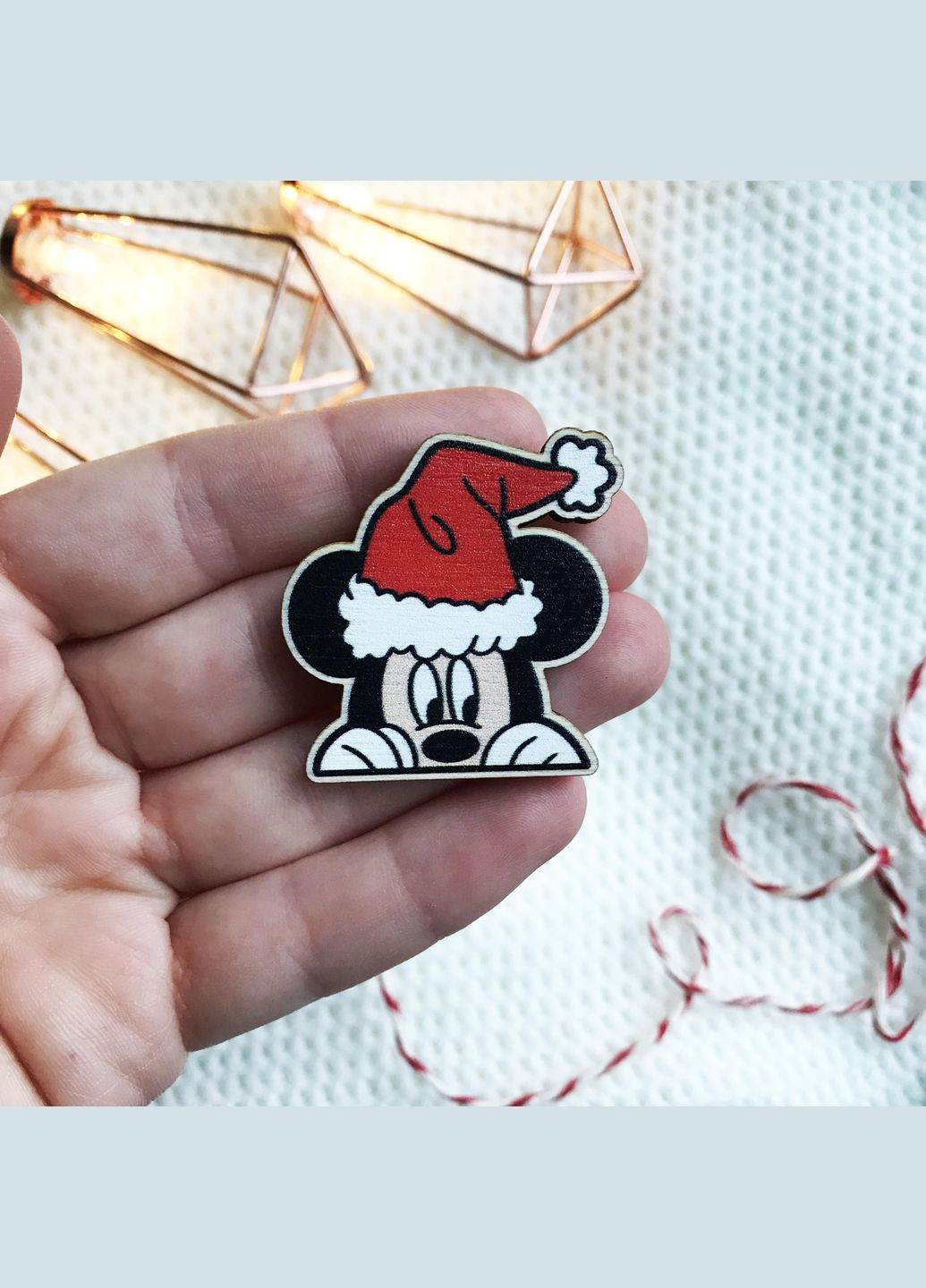 Міккі Маус Санта значок з дерева Cozy-Up (291162349)