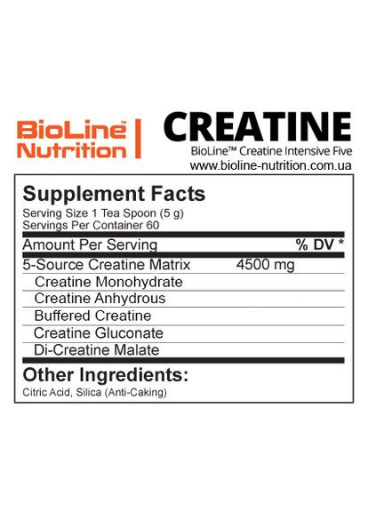 КРЕАТИН 100% CREATINE MONOHYDRATE BIOLINE 300г ОЖИНА BioLine Nutrition (371154940)