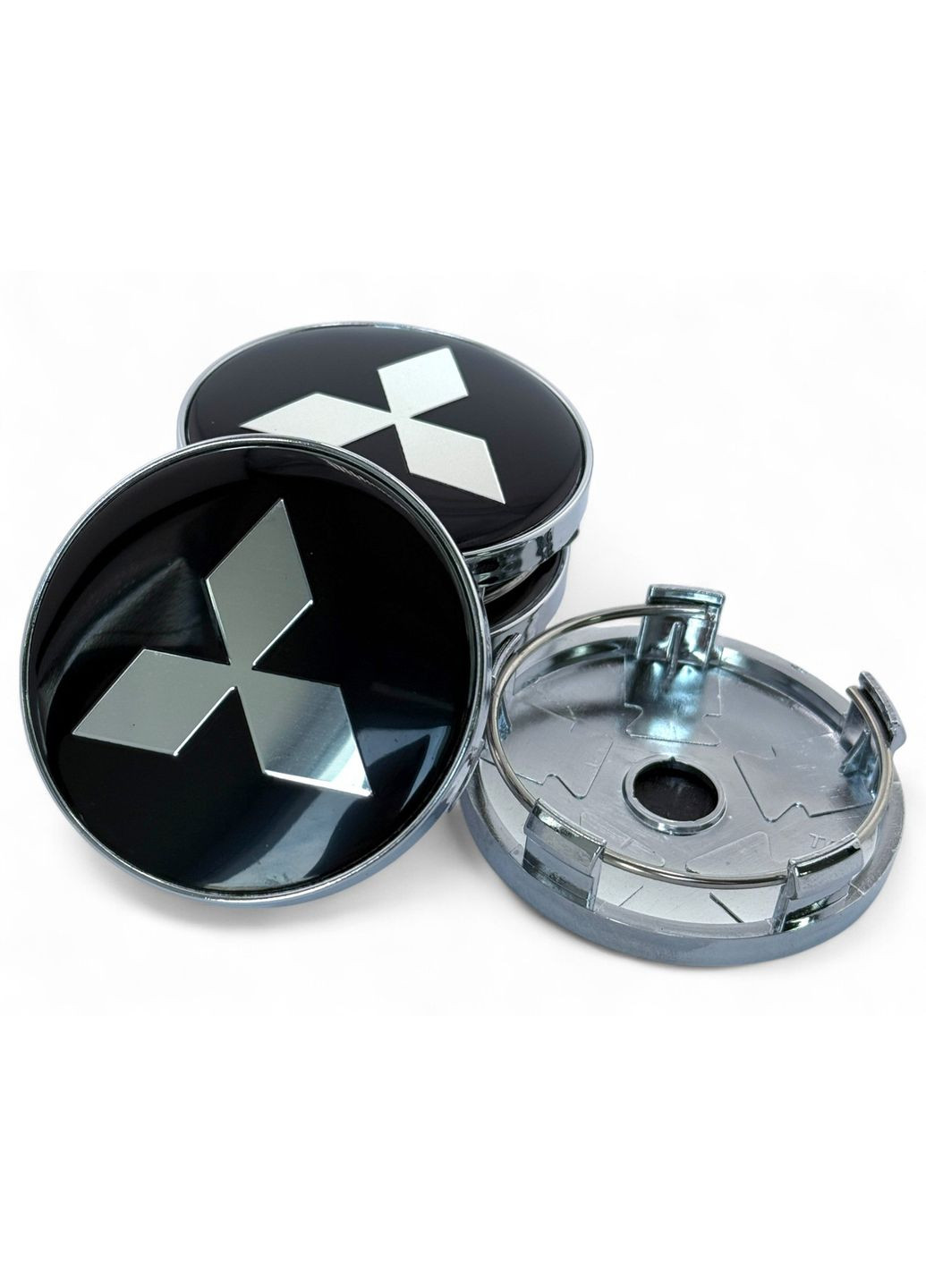 Ковпачки в диски Міцубісі заглушки для дисків 60/56 мм Чорні з хром логотипом (4 шт.) No Brand (364959021)