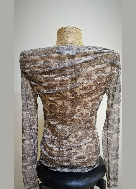 Лонгслив бежевый прозрачный с принтом MKKC230134-1 Modna KAZKA (336933878)