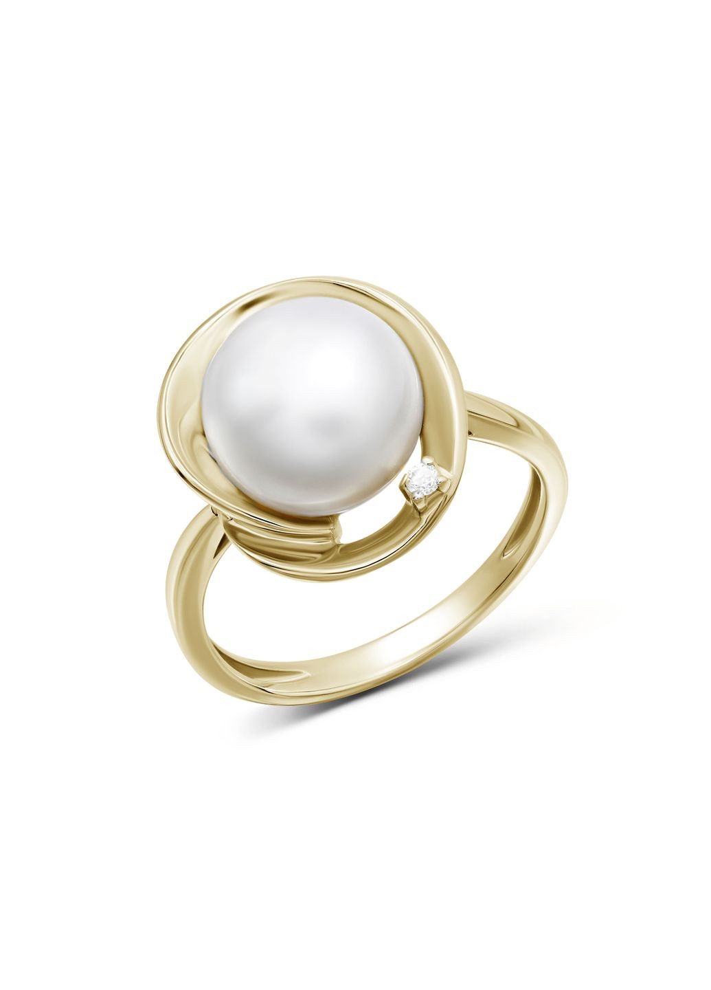 Каблучка з діамантом та перлиною у рожевому золоті 1-193 304 Zarina (333833670)