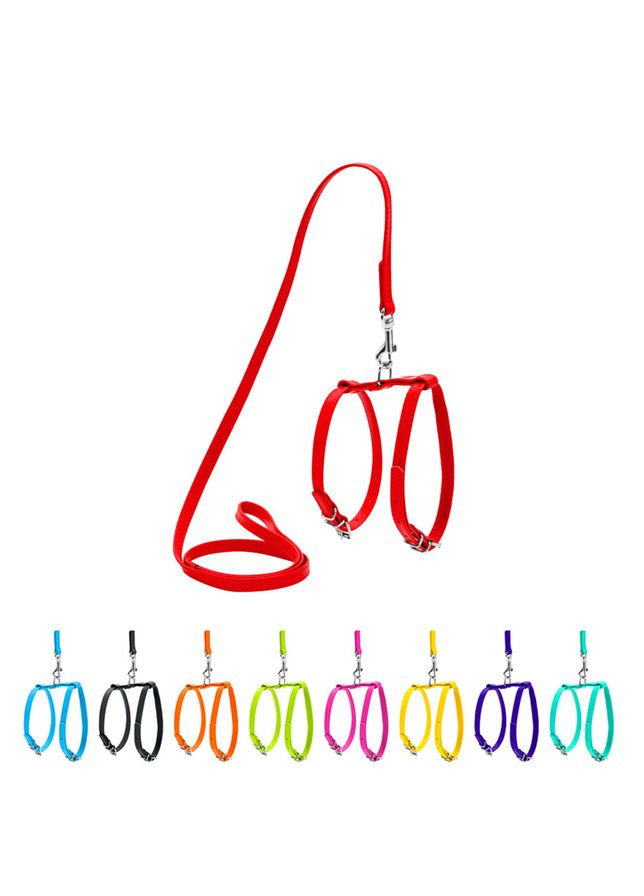 Шлея з повідцем для собак шкіряна WAUDOG Glamour з QR паспортом, Ш 12 мм, А 25-33 см, В 35-43 см червоний No Brand (363201478)