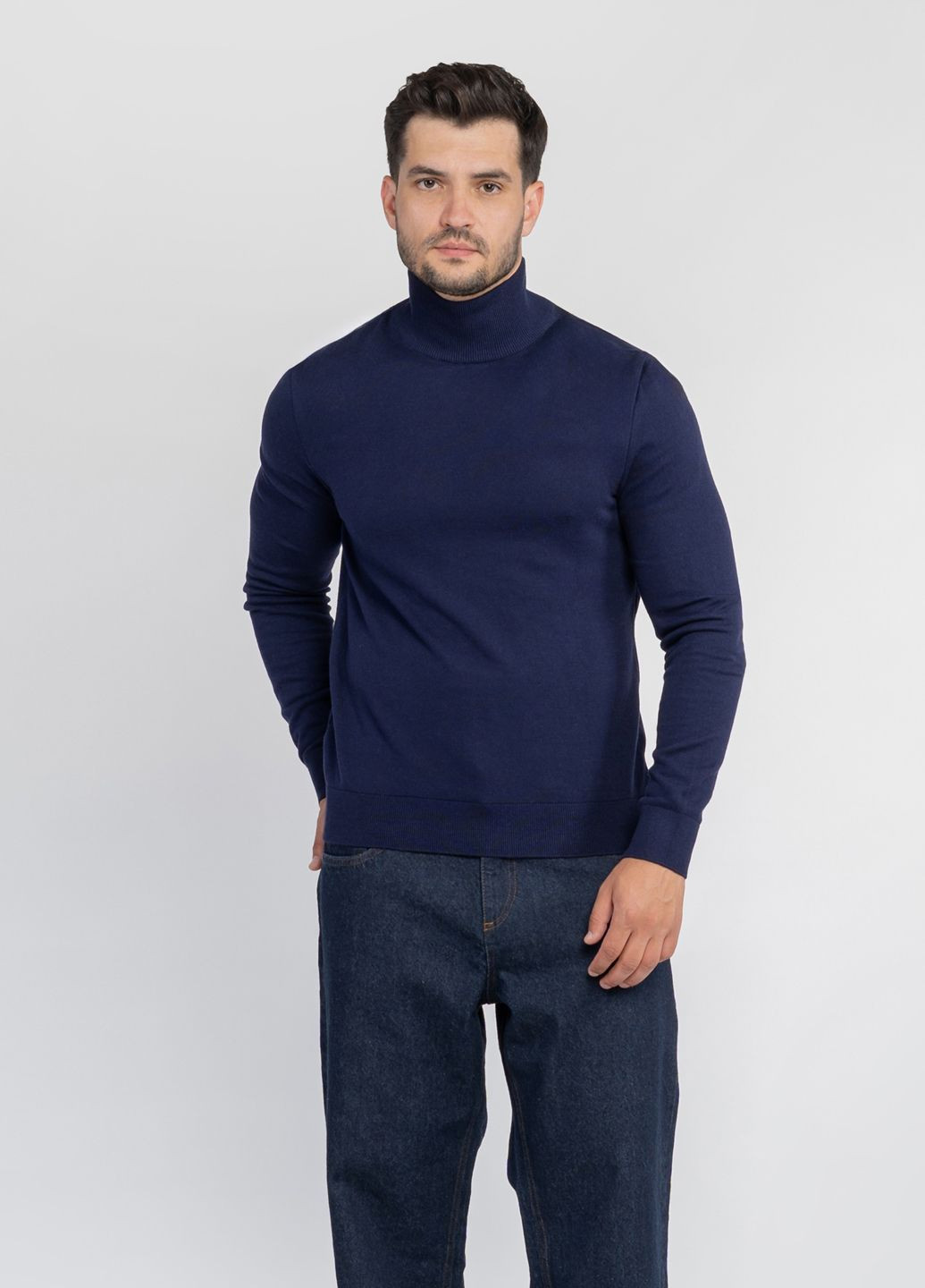 Синий зимний свитер мужской синий пуловер Arber T-neck AM