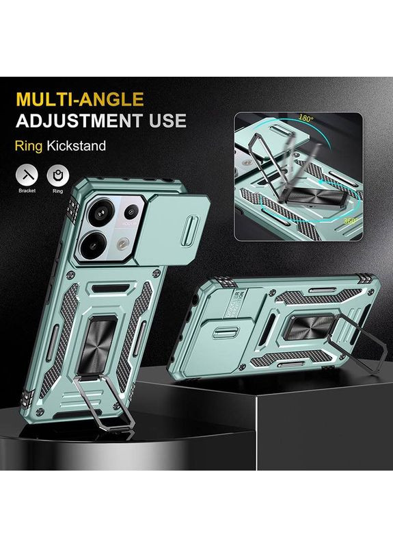 Ударостійкий чохол Camshield Army Ring для Xiaomi Redmi Note 13 4G Бірюзовий Epik (372499892)