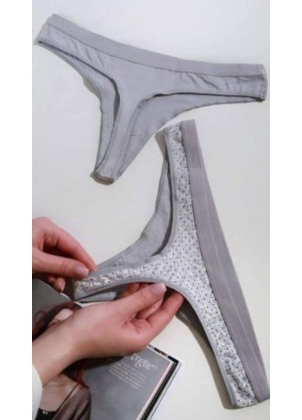 Набір трусів жіночих 2 шт стрінги сірий Fuko Ub (365623609)