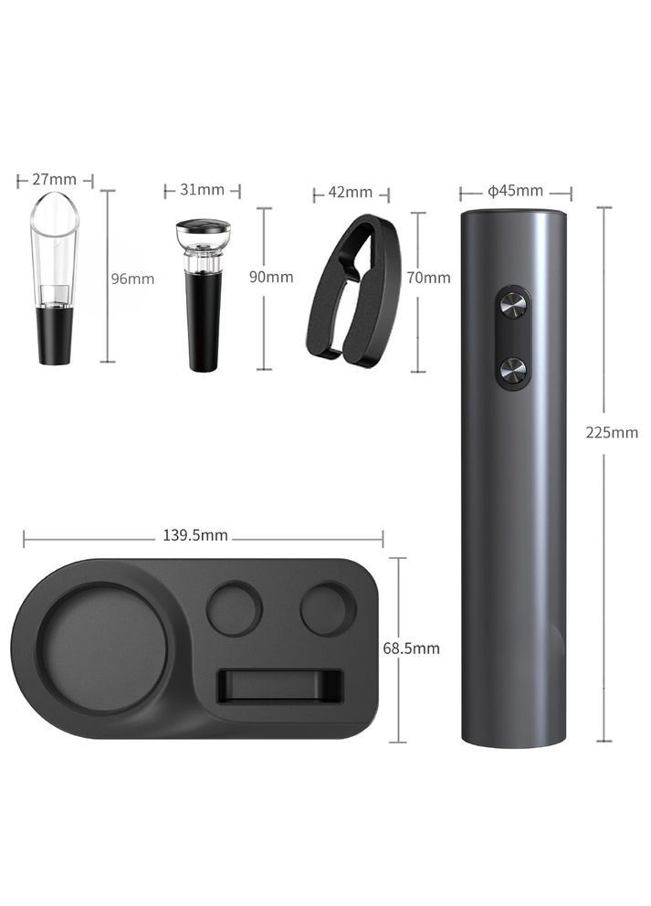 Електричний штопор на батарейках для вина 5в1 електроштопор, аератор, пробка, ніж для фольги з підтавкою No Brand (346528667)