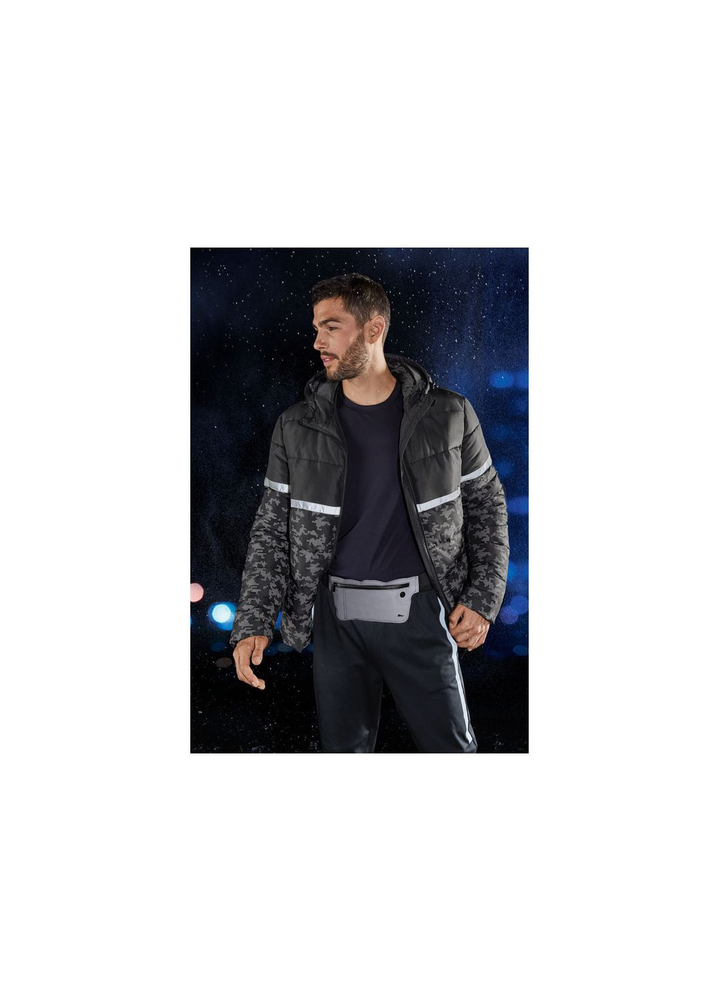 Спортивні штани джоггери зі світловідбивними елементами для чоловіка 378593 чорний Crivit (266236370)