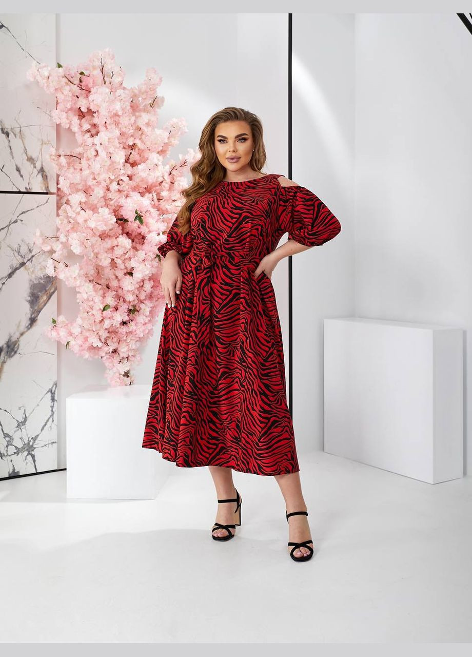 Красное коктейльное, деловое, повседневный, кэжуал, вечернее женское платье No Brand зебра