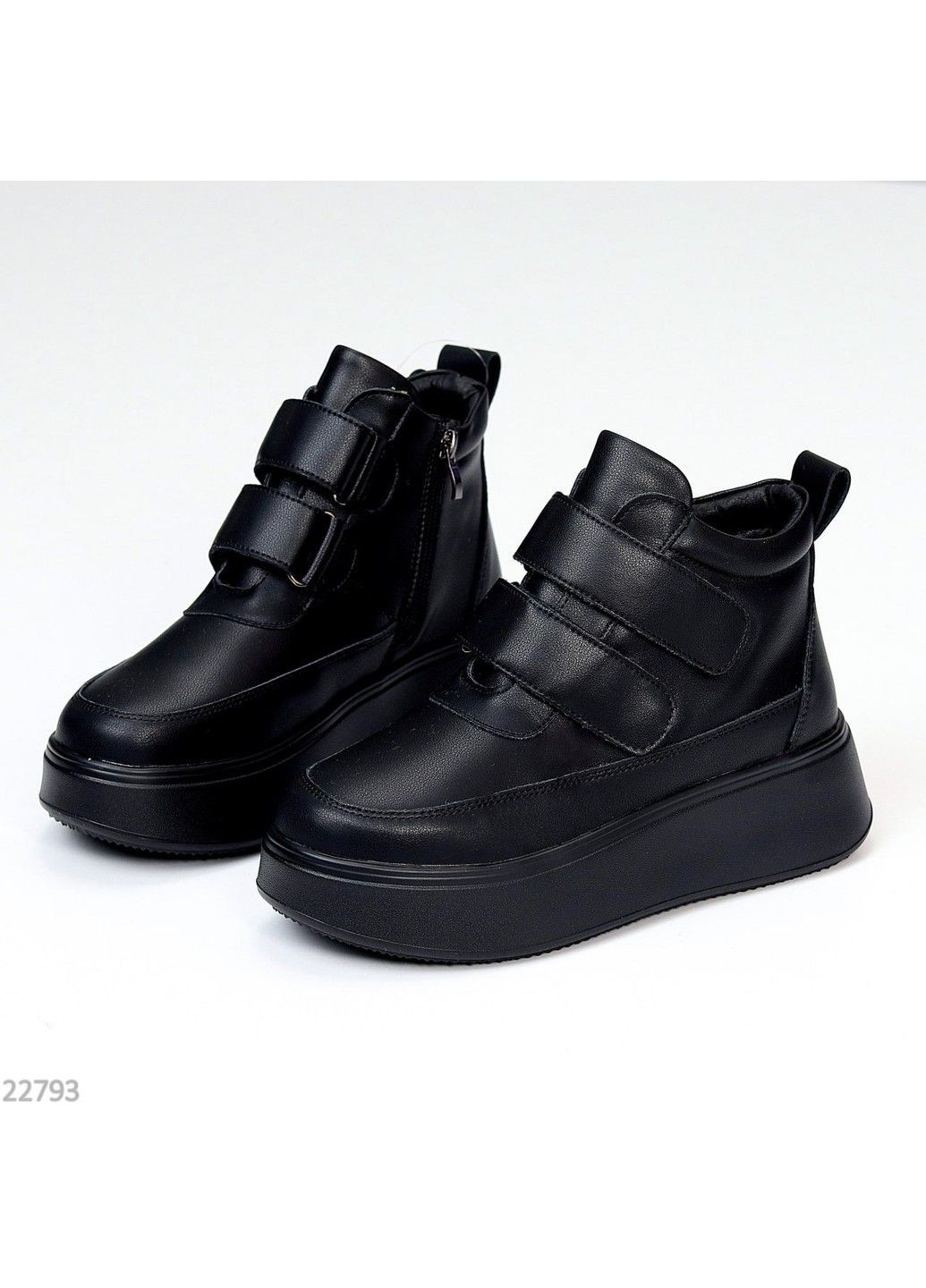 228 Черевики Зимові чорні шкіряні на ліпучках Hengji (306557606)
