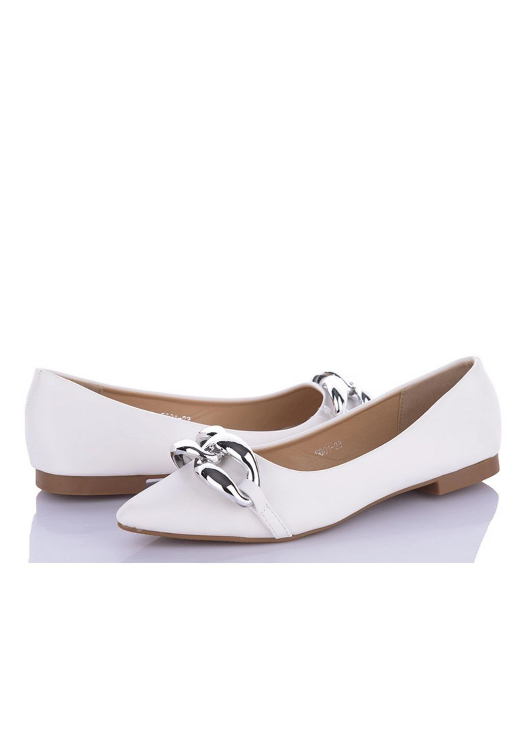 Жіночі жіночі матові білі балетки L&M | білі однотонні ланцюжки штучна шкіра (312550133)