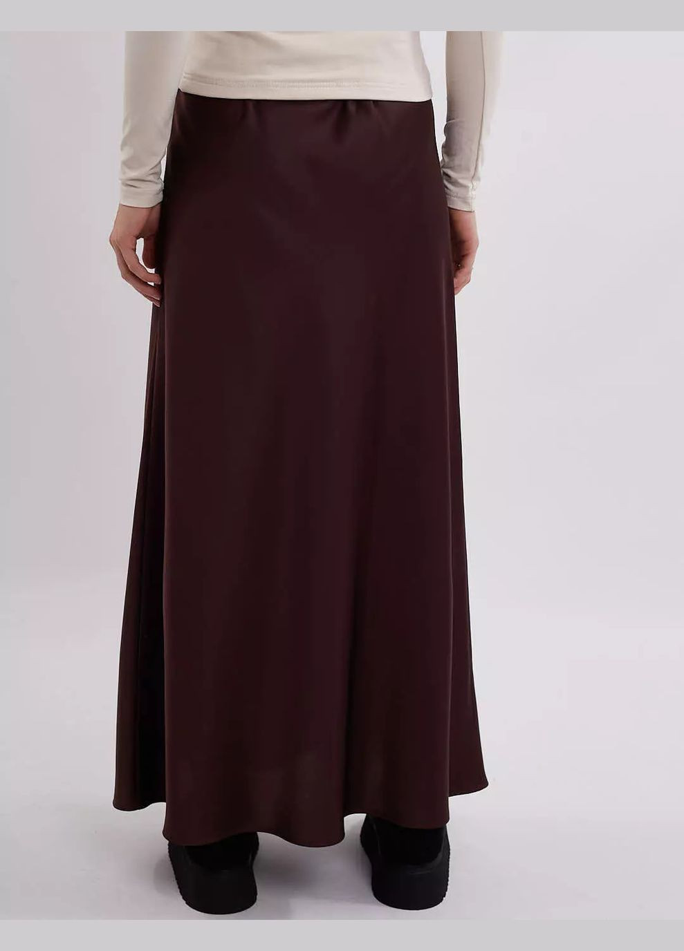 Шовкова коричнева спідниця максі Fayna (315504674)