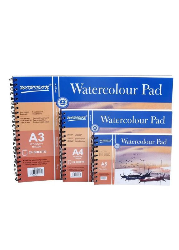 Альбом для акварели Watercolor Pad формат А5 24 листа 180г/м² Worison (322635077)