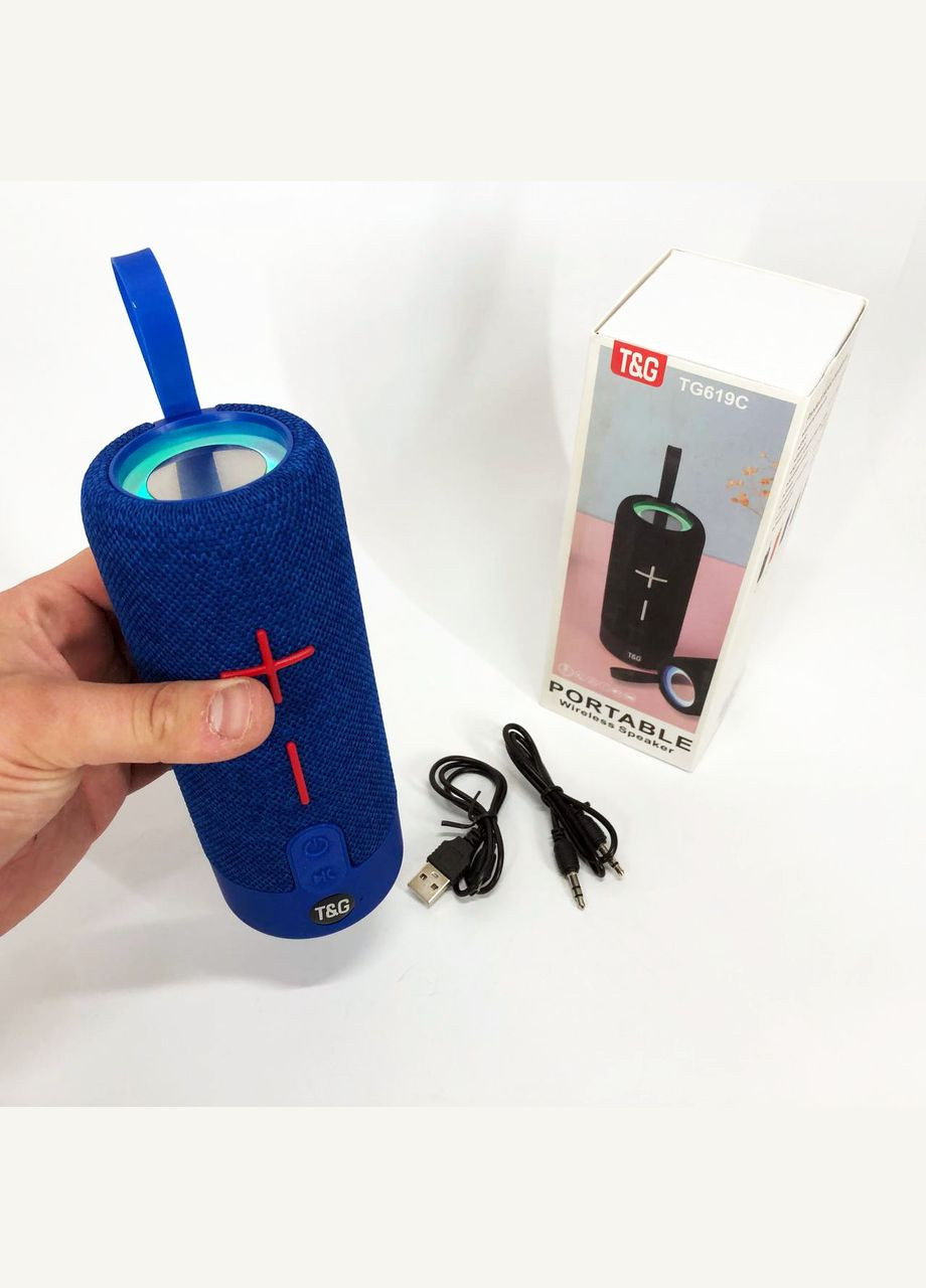 Портативна Bluetooth колонка TG619C FM-радіо USB/TF з ремінцем, блютуз колонка з підсвічуванням. Колір: синій No Brand (359474712)