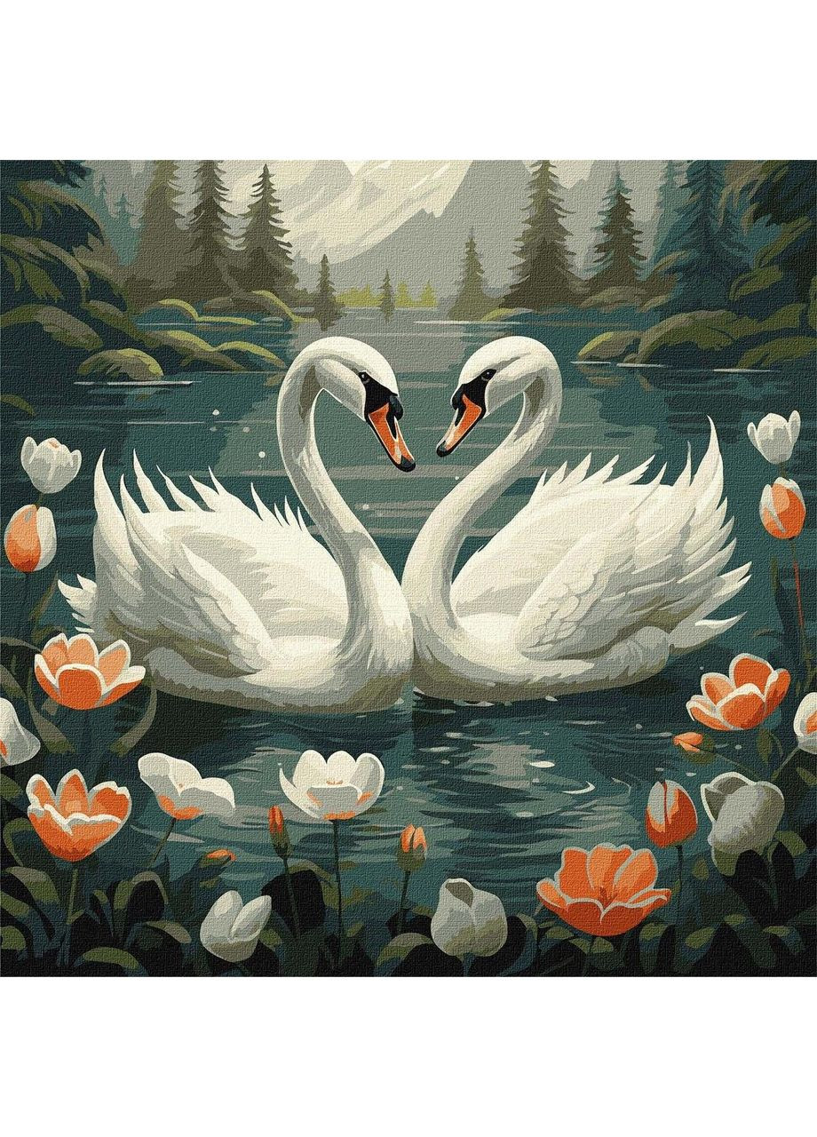 Картина по номерам "Лебединая верность" 40х40см Ідейка (361400747)
