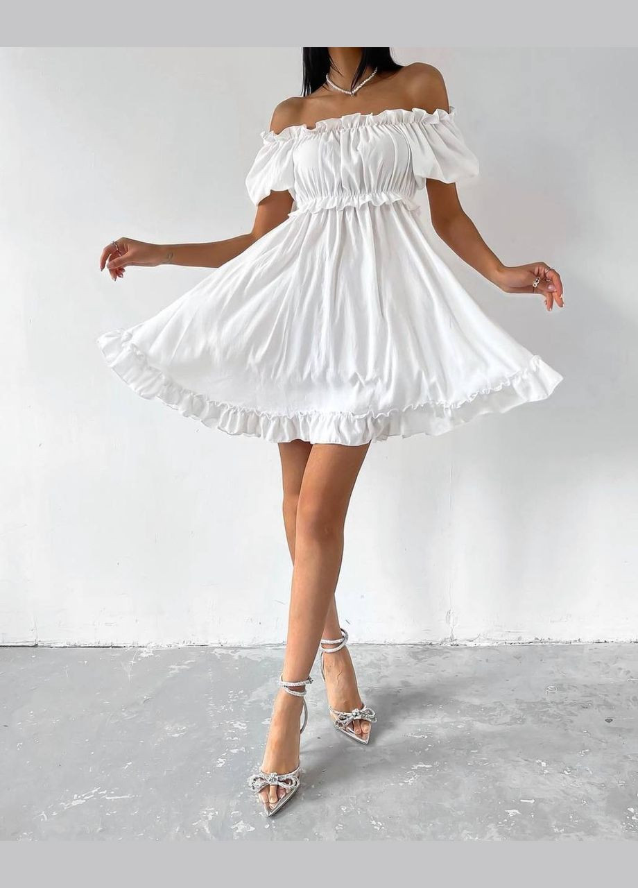 Белое повседневный женское платье амереканский креп No Brand